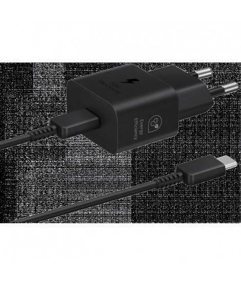 Chargeur SAMSUNG secteur Rapide - 25W USB C (avec câble) - Noir