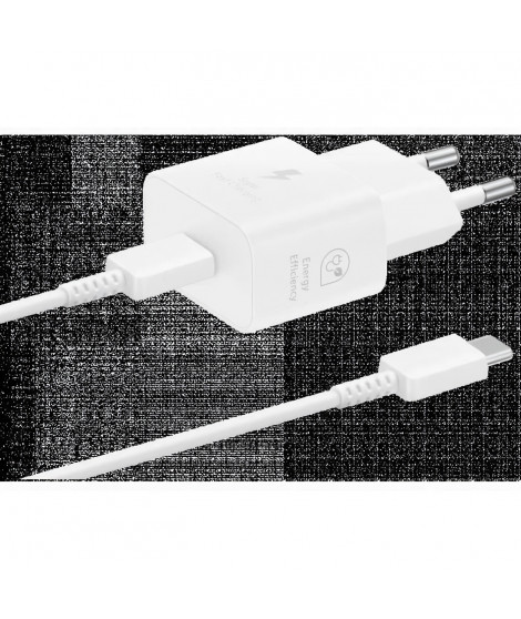 Chargeur SAMSUNG secteur Rapide - 25W USB C (avec câble) - Blanc
