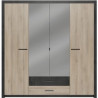 Armoire - Décor Chene Kronberg - 4 portes et 2 tiroirs - Chambre - L 198 x H 203,1 x 56,6 cm - COLORADO