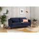 HEXAGONE Canapé convertible couchage express - 3 places - Velours bleu nuit - L 182 x P 85 x H 97 cm - CLYDE