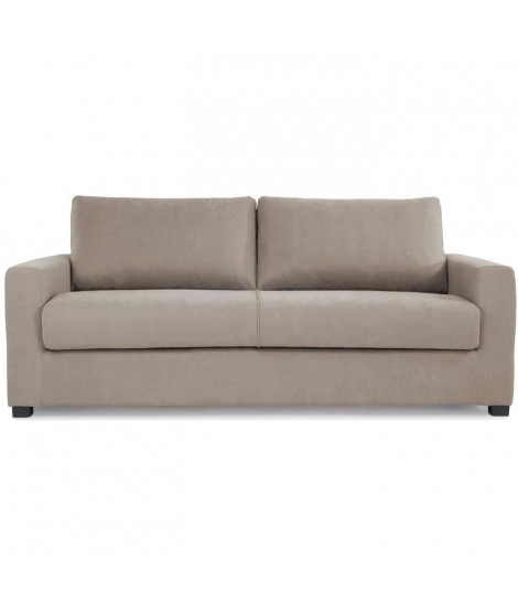 HEXAGONE Canapé droit convertible 3 places MAXIME - Made in France - Tissu Beige - Couchage express - L 194 x P 96 x H 83 cm
