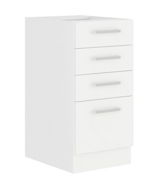 ATLAS Meuble bas 4 tiroirs - Décor blanc - L40cm - Vendu sans plan de travail