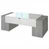 LUCKY Table basse style contemporain décor chene cendré et blanc brillant - L 123 x l 42 cm