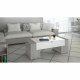 LUCKY Table basse style contemporain décor chene cendré et blanc brillant - L 123 x l 42 cm