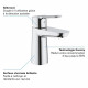 GROHE Robinet de salle de bains lavabo Start Edge, sans tirette, robinet mousseur économique d'eau, taille S, 23344000