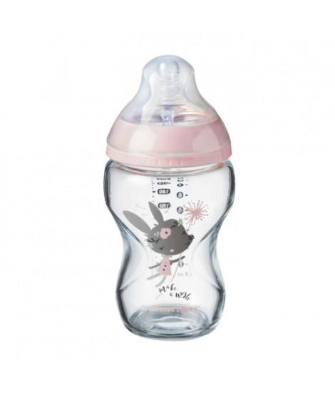 Tomme Tippee Closer to Nature Biberon Verre Rose Panda +0m 250ml