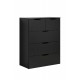 Commode - TREND TEAM - BASIX - 5 tiroirs - Noir - Mat