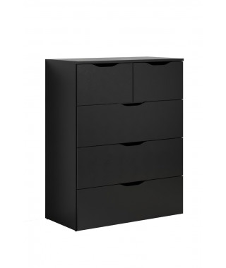 Commode - TREND TEAM - BASIX - 5 tiroirs - Noir - Mat