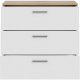 Commode adulte BASJANA 3 tiroirs - Décor chene sonoma et blanc mat - Poignées plastique effet aluminium - L80,2 x P41,3 x H75…