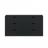 Commode BASIX 6 tiroirs - TRELLEBORG - Noir mat - Meuble de chambre - L 139 x P 40 x H 80 cm