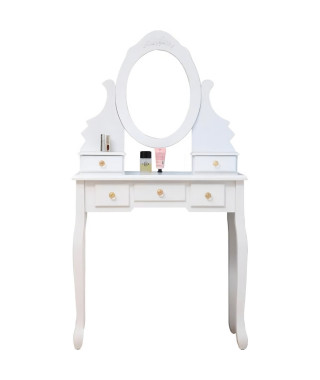 Coiffeuse classique blanche + tabouret - L 80 cm