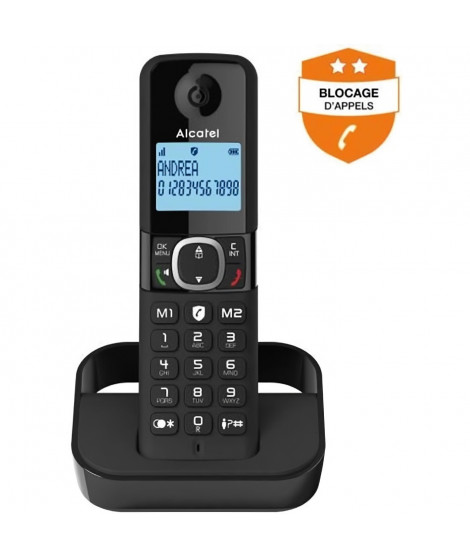 Téléphone fixe sans fil - ALCATEL - F860 solo noir - Blocage d'appels indésirables