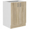 Meuble bas de cuisine SARA - 2 portes - Décor chene sonoma - L60 x P48 x H 82 cm