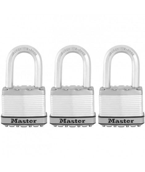 Cadenas Haute Sécurité - MASTER LOCK - M115EURTRILF - A Clé - Acier Laminé Recouvert - Extérieur - Anti-rouille - Anse M - Pa…