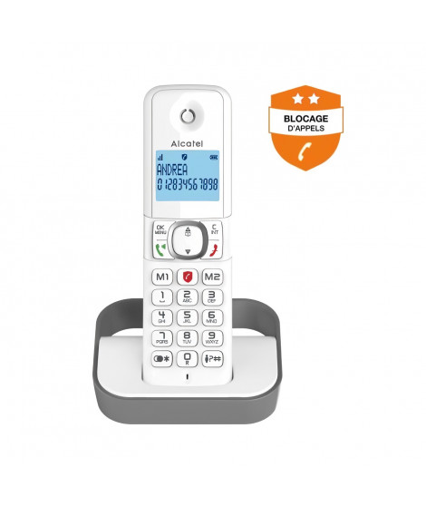 Téléphone fixe sans fil - ALCATEL - F860 solo gris - Blocage d'appels indésirables