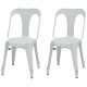 KRAFT Zoeli Lot de 2 chaises de salle a manger - Métal blanc mat - Style industriel - L 44 x P 53 cm