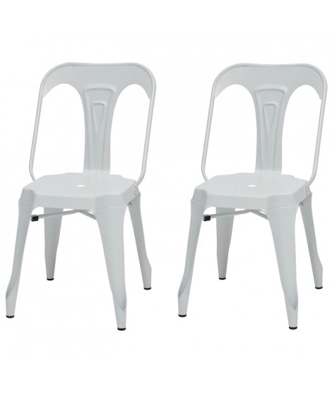 KRAFT Zoeli Lot de 2 chaises de salle a manger - Métal blanc mat - Style industriel - L 44 x P 53 cm