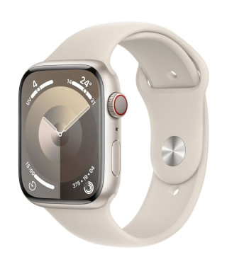 Apple Watch Series 9 GPS + Cellular - 45mm - Boîtier Starlight Aluminium - Bracelet Starlight Sport Band - S/M