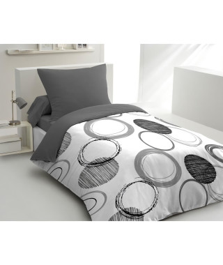 Parure de couette microfibre Audace - 1 housse de couette 140x200 cm + 1 taie d'oreiller 63x63 cm - Gris clair - HOME LINGE P…