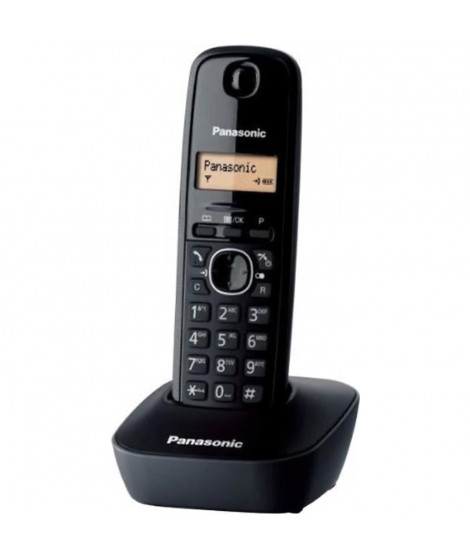 Téléphone sans fil Panasonic KX-TG1611FRH avec écran rétro-éclairé et répertoire 50 noms et numéros - Noir