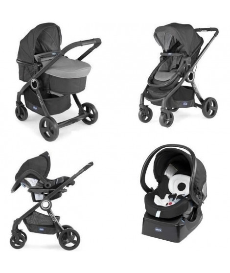 CHICCO Poussette combinée Pack Urban Plus - Des la naissance - Jusqu'a 15kg - Gris anthracite