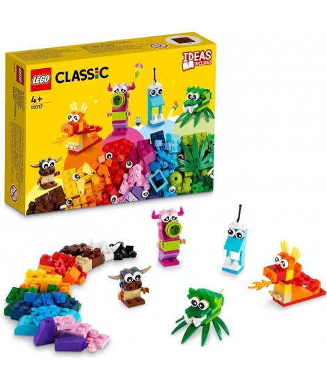 LEGO 11017 Classic Monstres Créatifs, Boite de Briques, 5 Jouets en Forme de Mini-Monstre a Construire 4 Ans et Plus