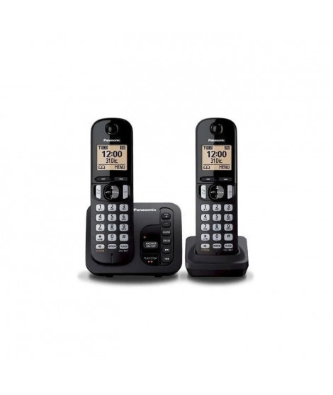 Téléphone sans fil avec répondeur PANASONIC KX-TGC222EB - Noir - Ecran LCD - 50 noms et numéros - 15 sonneries