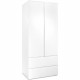 Armoire - CALICOSY - Image 60A - 2 portes battantes - 2 tiroirs - Blanc