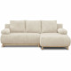 Canapé d'angle droit convertible MIKA 3 places - Velours côtelé beige - Coffre de rangement - L218 x P98/145 x H84 cm