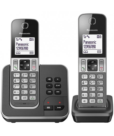 Téléphone sans fil duo PANASONIC KXTGD322FRG avec répondeur et blocage d'appels - 120 numéros - Argent