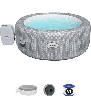 Spa gonflable BESTWAY - Lay-Z-Spa Honolulu - 196 x 71 cm - 4 a 6 places - Rond (Avec couverture, pompe, cartouche et diffuseur)