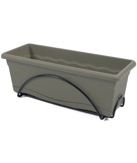 PLASTIKEN Jardiniere 50x20 Cm + Plateau + Support balcon Collection TERRA - Taupe