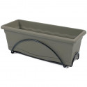 PLASTIKEN Jardiniere 50x20 Cm + Plateau + Support balcon Collection TERRA - Taupe