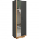 Armoire de chambre SYNNAX - 2 Portes + 1 tiroir - Décor gris anthracite et chene miel - L65 x P40 x H198 cm - TRENDTEAM