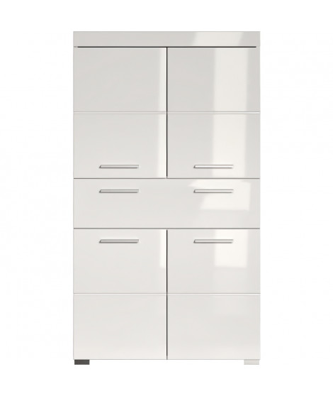 Colonne double AMANDA - 4 portes + 1 tiroir - L73 x P31 x H130 cm - Blanc - TRENDTEAM