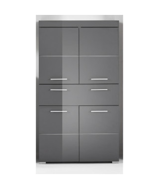 Colonne double AMANDA - 4 portes + 1 tiroir - L73 x P31 x H130 cm - Gris - TRENDTEAM