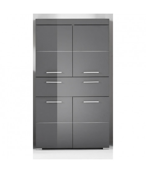 Colonne double AMANDA - 4 portes + 1 tiroir - L73 x P31 x H130 cm - Gris - TRENDTEAM