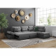 Canapé d'angle réversible convertible SEVARA 4 places - PU et tissu Gris - Coffre de rangement - L267 x P200 x H90 cm