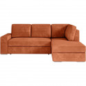 Canapé d'angle droit convertible ARTEMIS 4 places - Velours côtelé terracotta - L246 x P174 x H96 cm