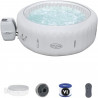 Spa gonflable avec Lumieres LED BESTWAY- Lay-Z-Spa Paris - 196 x 66 cm - 4/6 places - Rond (Couverture, pompe, cartouche, dif…