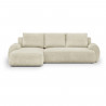 Canapé d'angle gauche convertible 3 places MILO - Velours côtelés beige - Coffre de rangement - L 264 x H 84 x P 99/145 cm