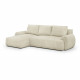 Canapé d'angle gauche convertible 3 places MILO - Velours côtelés beige - Coffre de rangement - L 264 x H 84 x P 99/145 cm