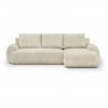 Canapé d'angle droit convertible 3 places MILO - Velours côtelés beige - Coffre de rangement - L 264 x H 84 x P 99/145 cm