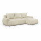 Canapé d'angle droit convertible 3 places MILO - Velours côtelés beige - Coffre de rangement - L 264 x H 84 x P 99/145 cm