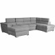 Canapé convertible panoramique PARMA 6 places - Tissu gris clair - L322 x P196 x H76 cm