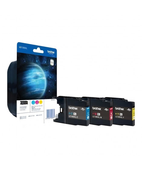 Cartouche d'encre BROTHER LC-1280 - Pack de 3 - Cyan, Magenta et Jaune - Tres haute capacité