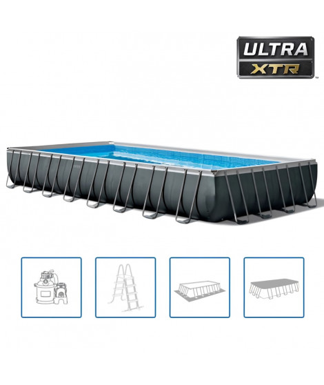 Piscine rectangulaire tubulaire Ultra XTR - INTEX - 26374GN - 9,75 x 4,88 x 1,32m - Filtre a sable - Gris