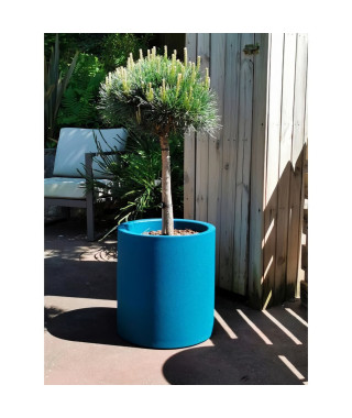 Bac a fleurs rond RIVIERA GRANIT - Plastique - Diametre 50 cm - Bleu