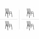 Lot de 4 fauteuils - Acier et textile - Hauteur du siege : 41 cm - Gris