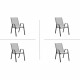 Lot de 4 fauteuils - Acier et textile - Hauteur du siege : 41 cm - Gris